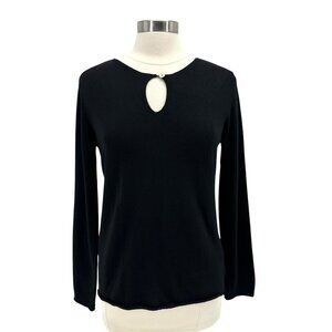 NEW Even If Womens Medium Sweater Merinio Wool Cashmere Black Long Sleeve